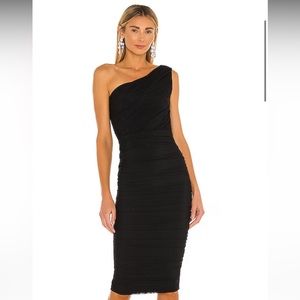 Nookie one shoulder ruched body con midi dress
